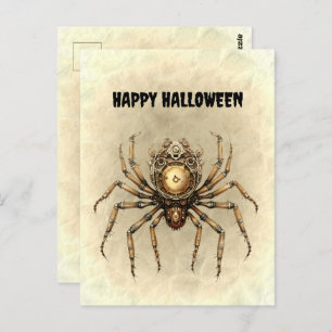 Happy Halloween Steampunk Spider Postcard