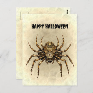 Happy Halloween Steampunk Spider Postcard