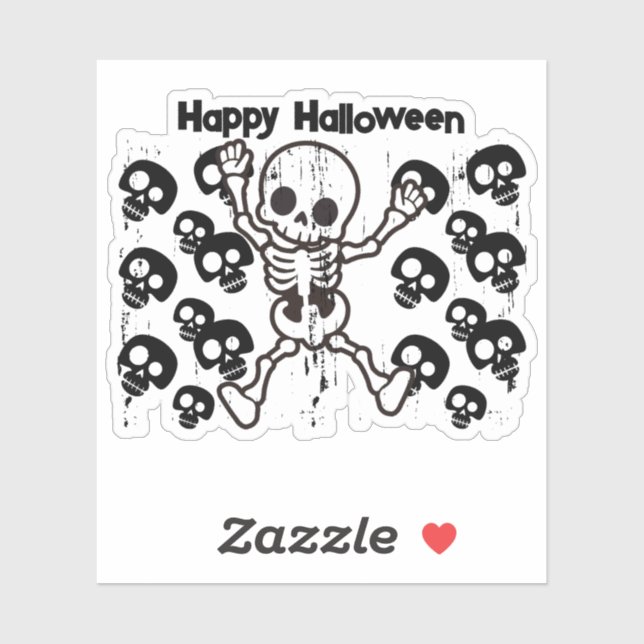 Happy Halloween Sticker Squelette - Éffrayant (Feuille)
