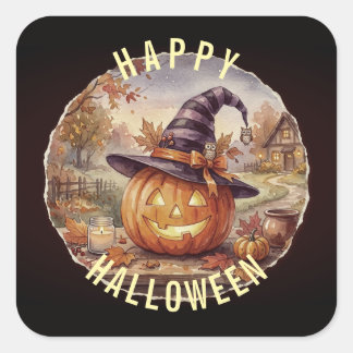 Happy Halloween Sticker with pumpkin