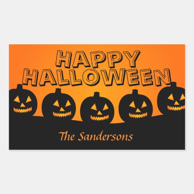 Happy Halloween Stickers Citrouille orange et noir (Devant)