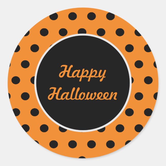 Happy Halloween Stickers ronds (orange et noir) (Devant)