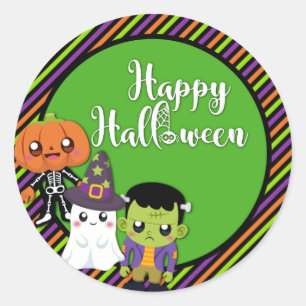 Happy Halloween Stickers With Monsters