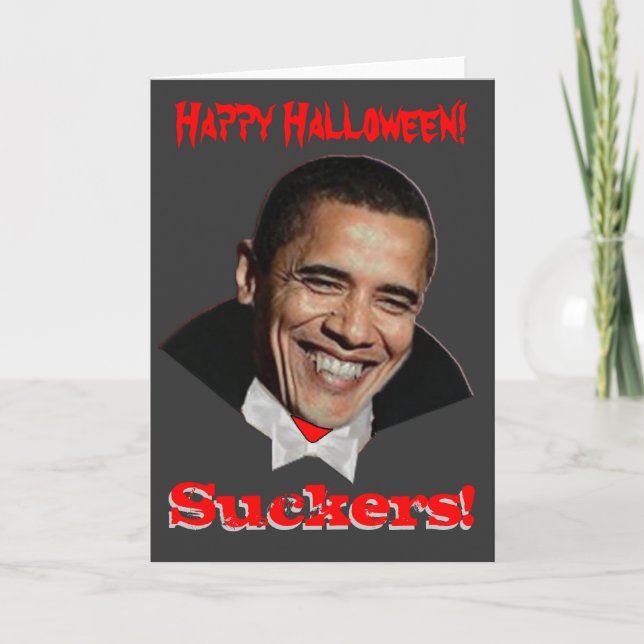 Happy Halloween Suckers Obama Halloween Card (Front)