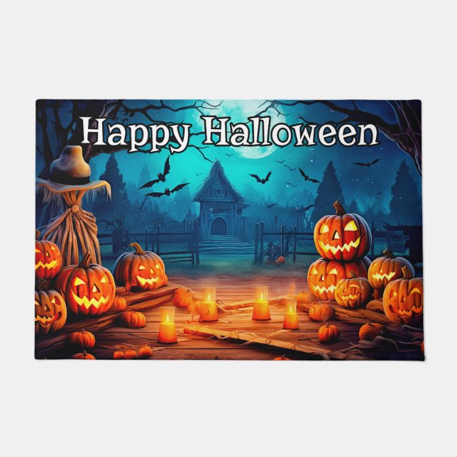 Happy Halloween | Super Nefarious Pumpkins Doormat (Front)