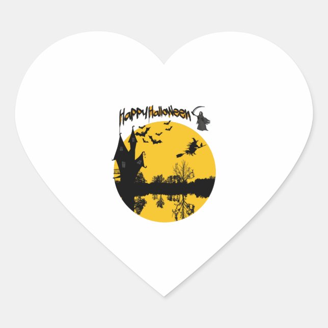 happy halloween t-shirt heart sticker (Front)