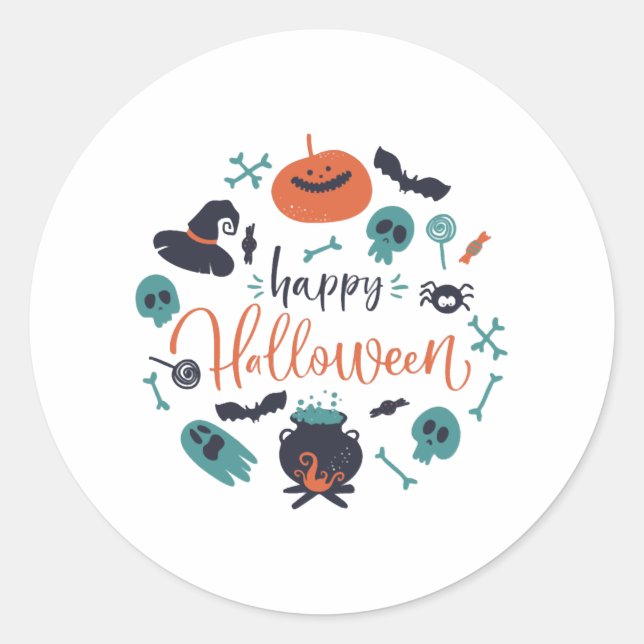 Happy Halloween T-shirt mens womans  Classic Round Sticker (Front)