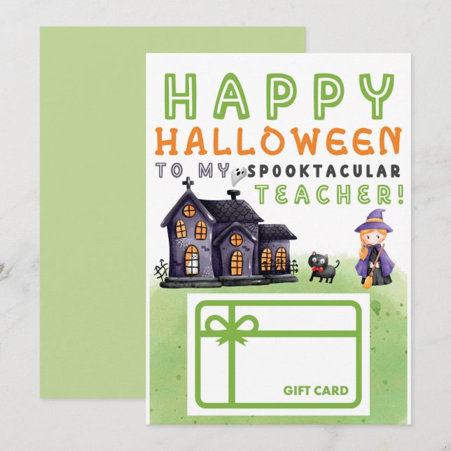 Happy Halloween Teacher Gift Card Holder (Front/Back)