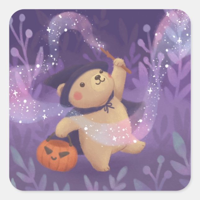 Happy Halloween: Teddy the Witch Square Sticker (Front)