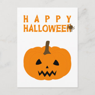 Happy Halloween texte et Citrouille sur carte post