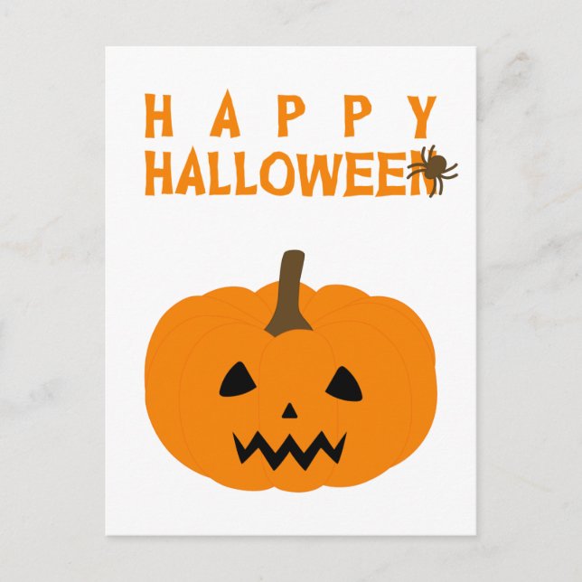 Happy Halloween texte et Citrouille sur carte post (Devant)