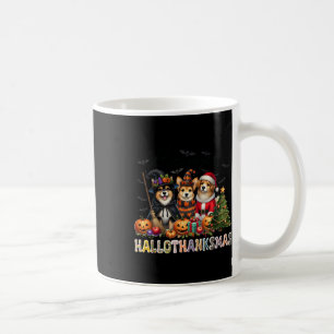 Happy Halloween Thanksgiving Christmas Dog Lovers Coffee Mug
