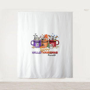 happy halloween thanksgiving christmas funny nurse tapestry