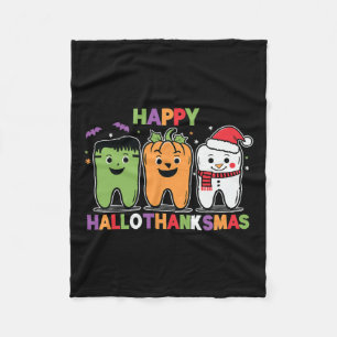 Happy Halloween Thanksgiving Christmas Happy Hallo Fleece Blanket