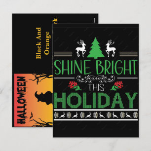 Happy Halloween Thanksgiving Christmas Holiday  Postcard