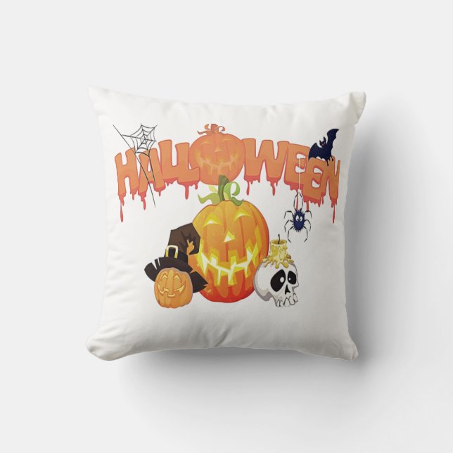 Happy Halloween Throw Pillow (Front)