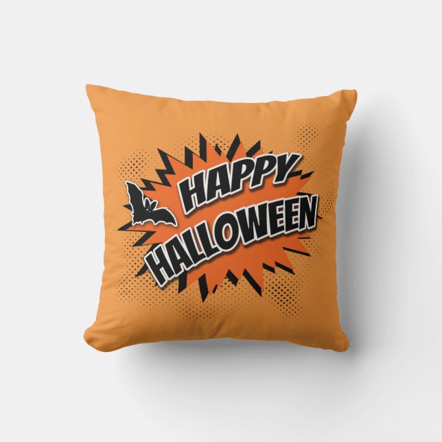 Happy Halloween Throw Pillow (Front)