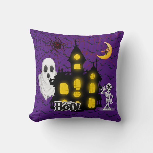 Happy Halloween Throw Pillow (Front)