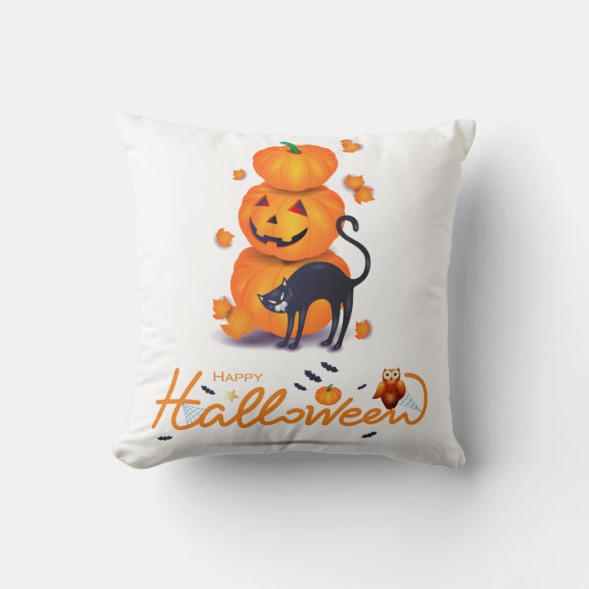 Happy Halloween! Throw Pillow (Front)