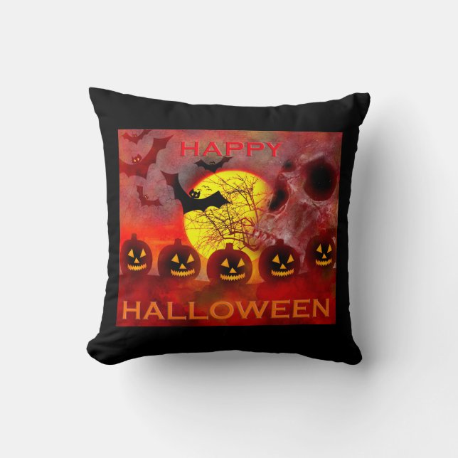 Happy Halloween Throw Pillow (Front)