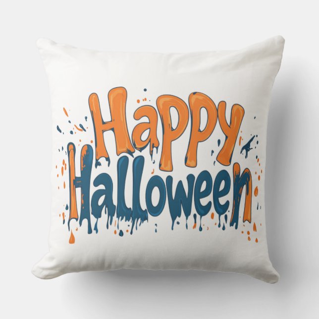 🎉 Happy Halloween Throw Pillow (Front)