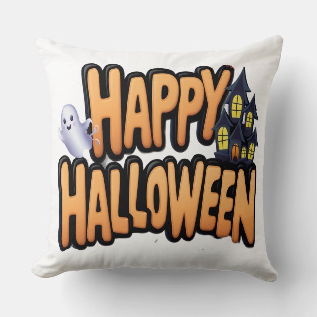 Happy Halloween  Throw Pillow (Front)
