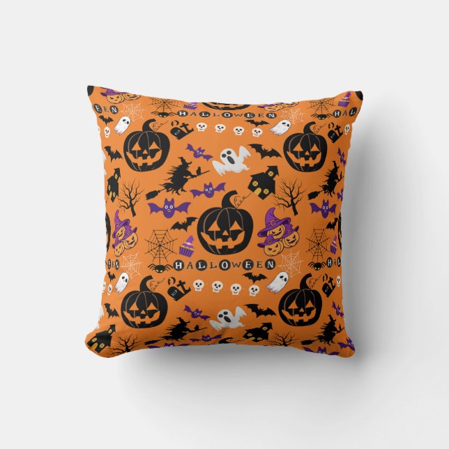 Happy Halloween Throw Pillow (Front)