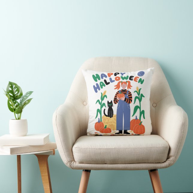 Happy Halloween  Throw Pillow (Chair)