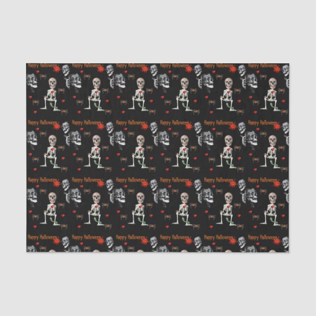 Happy Halloween Tissue Paper, Skeleton Tissue Paper (Front)