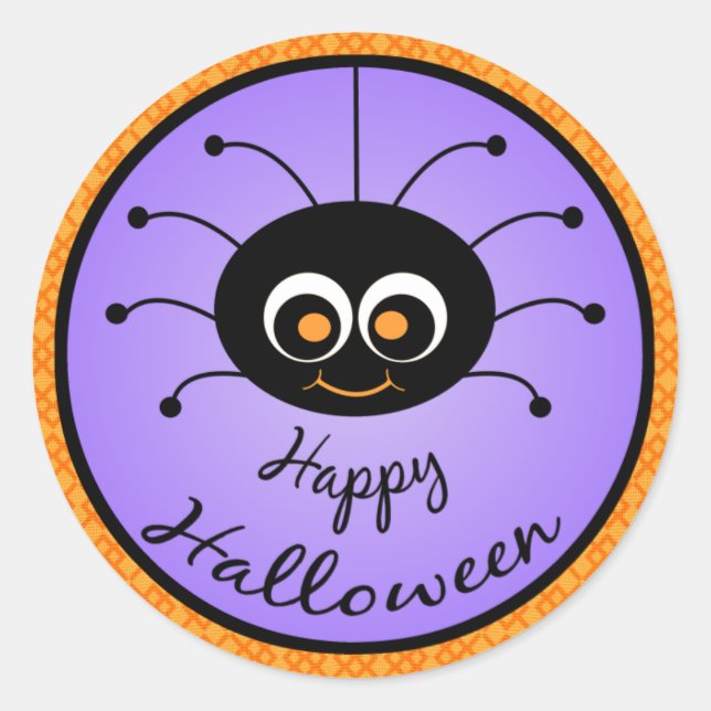 Happy Halloween Toon Spider Stickers (Front)