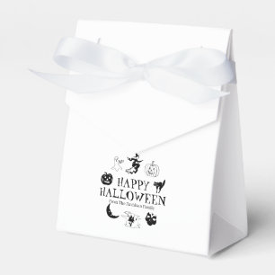 Happy Halloween treat custom name black white Favor Box