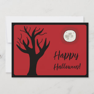 Happy Halloween Tree Flat Greeting Card Download
