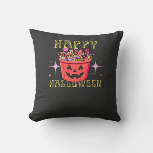 Happy Halloween Trick or Treat Candy Bucket Throw Pillow