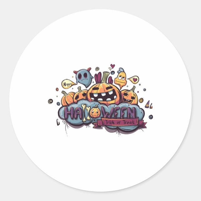 Happy Halloween Trick Or Treat Classic Round Sticker (Front)