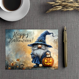 Happy Halloween Trick or Treat Gnome Holiday Postcard