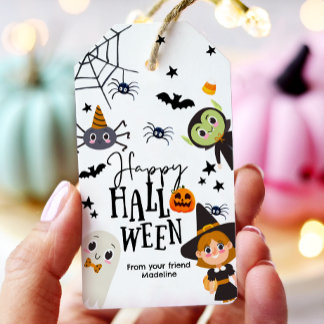Happy Halloween Trick or Treat Kids Ghost Birthday Gift Tags