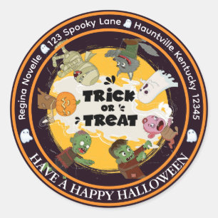 Happy Halloween Trick or Treat Monsters  Classic Round Sticker