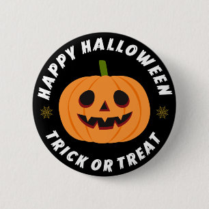 Happy Halloween Trick or Treat Pumpkin Black 2 Inch Round Button