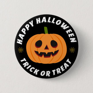 Happy Halloween Trick or Treat Pumpkin Black 2 Inch Round Button