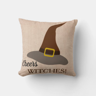 Happy Halloween Trick or Treat Witch Hat Throw Pillow