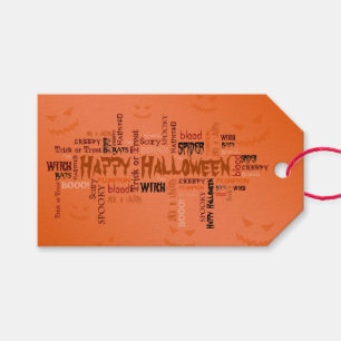 Happy Halloween Typography Gift Tags