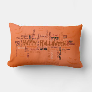 Happy Halloween Typography Lumbar Pillow