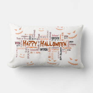 Happy Halloween Typography Lumbar Pillow