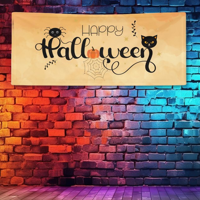 Happy Halloween Typography Orange Party Banner (Creator Uploaded)