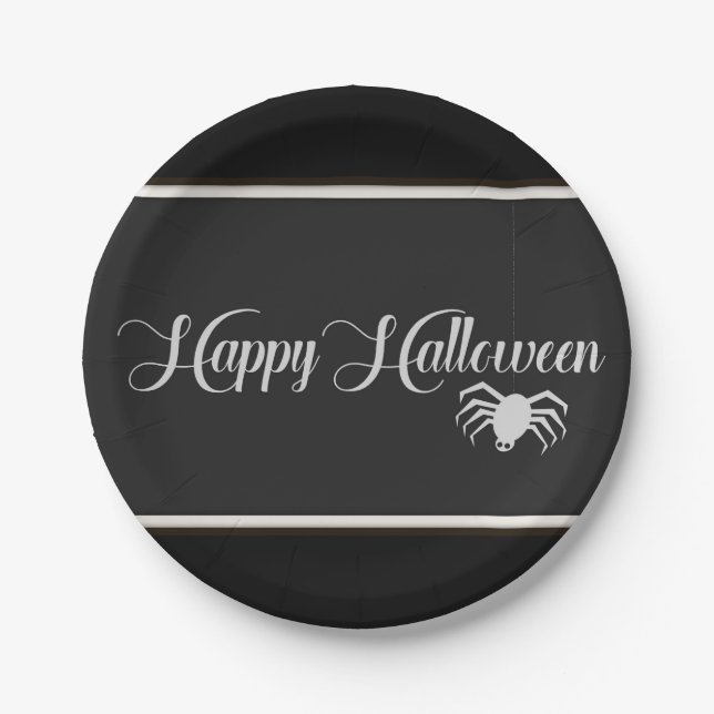 Happy Halloween Typography Paper Plate (Front)