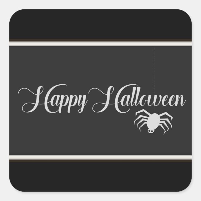 Happy Halloween Typography Square Sticker (Front)