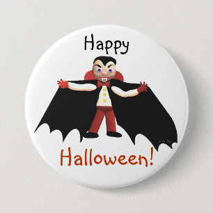 Happy Halloween Vampire 3 Inch Round Button
