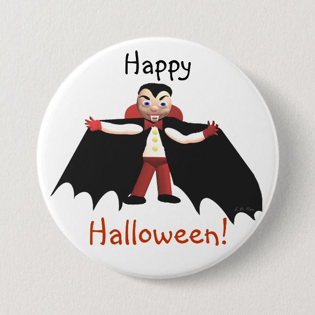 Happy Halloween Vampire 3 Inch Round Button (Front)