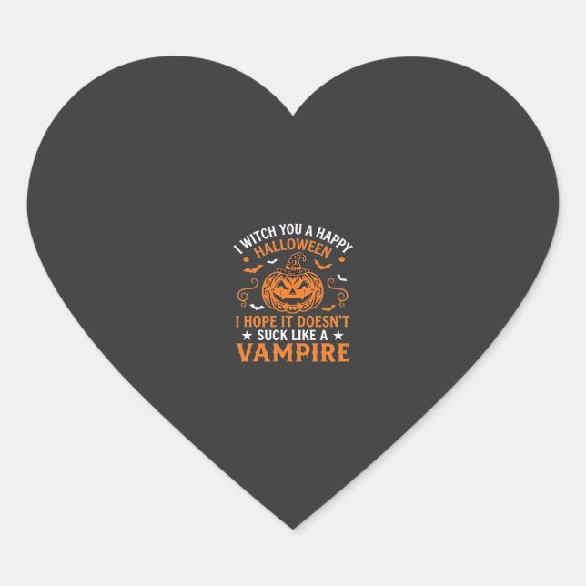 Happy Halloween Vampire Pumpkin Witch Hat Bats Heart Sticker (Front)