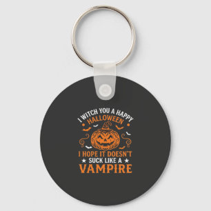 Happy Halloween Vampire Pumpkin Witch Hat Bats Keychain